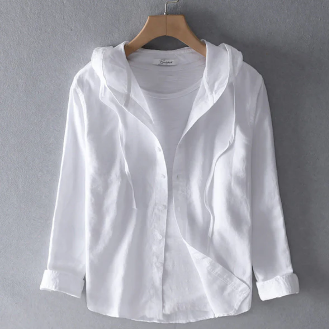 Men's Stripe Button Down Hooded Shirt | Spring