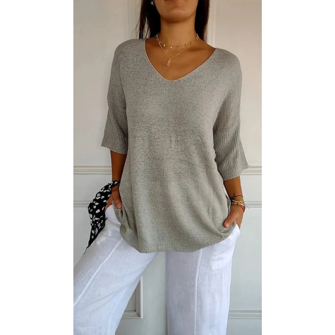 Women's Casual Summer 3 4 Sleeve Blouse | Ribbed