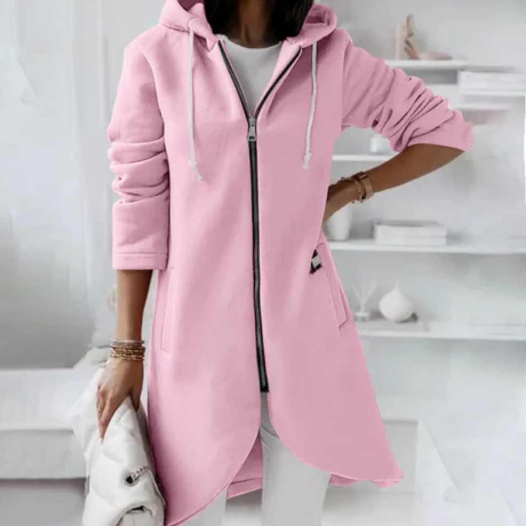 Women's Casual Zip Up Hooded Jacket | Long