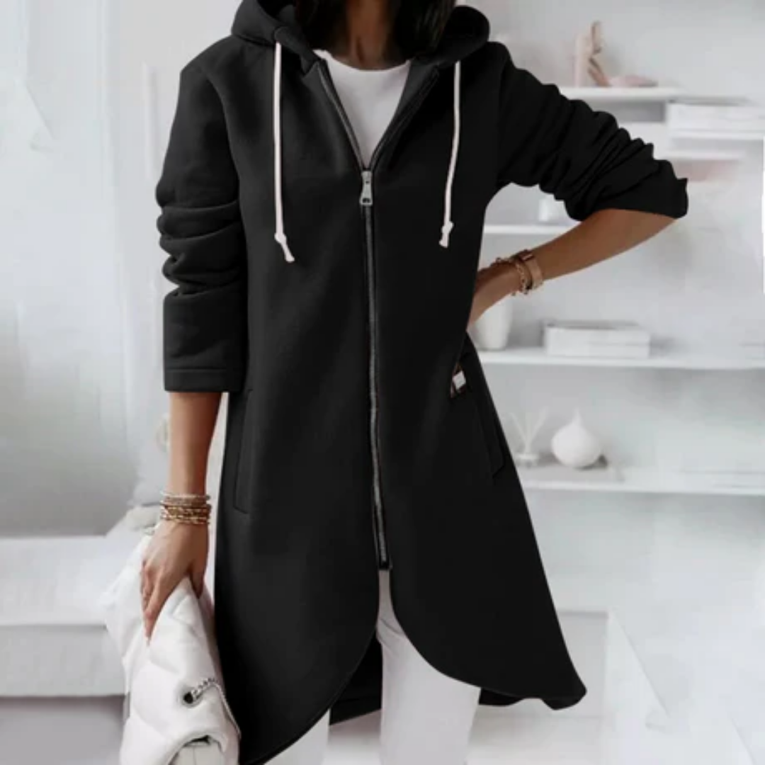 Women's Casual Zip Up Hooded Jacket | Long