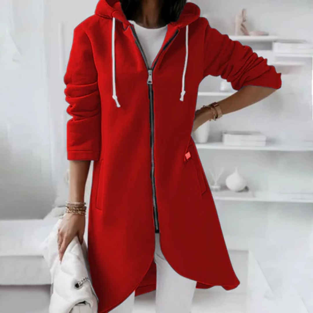 Women's Casual Zip Up Hooded Jacket | Long
