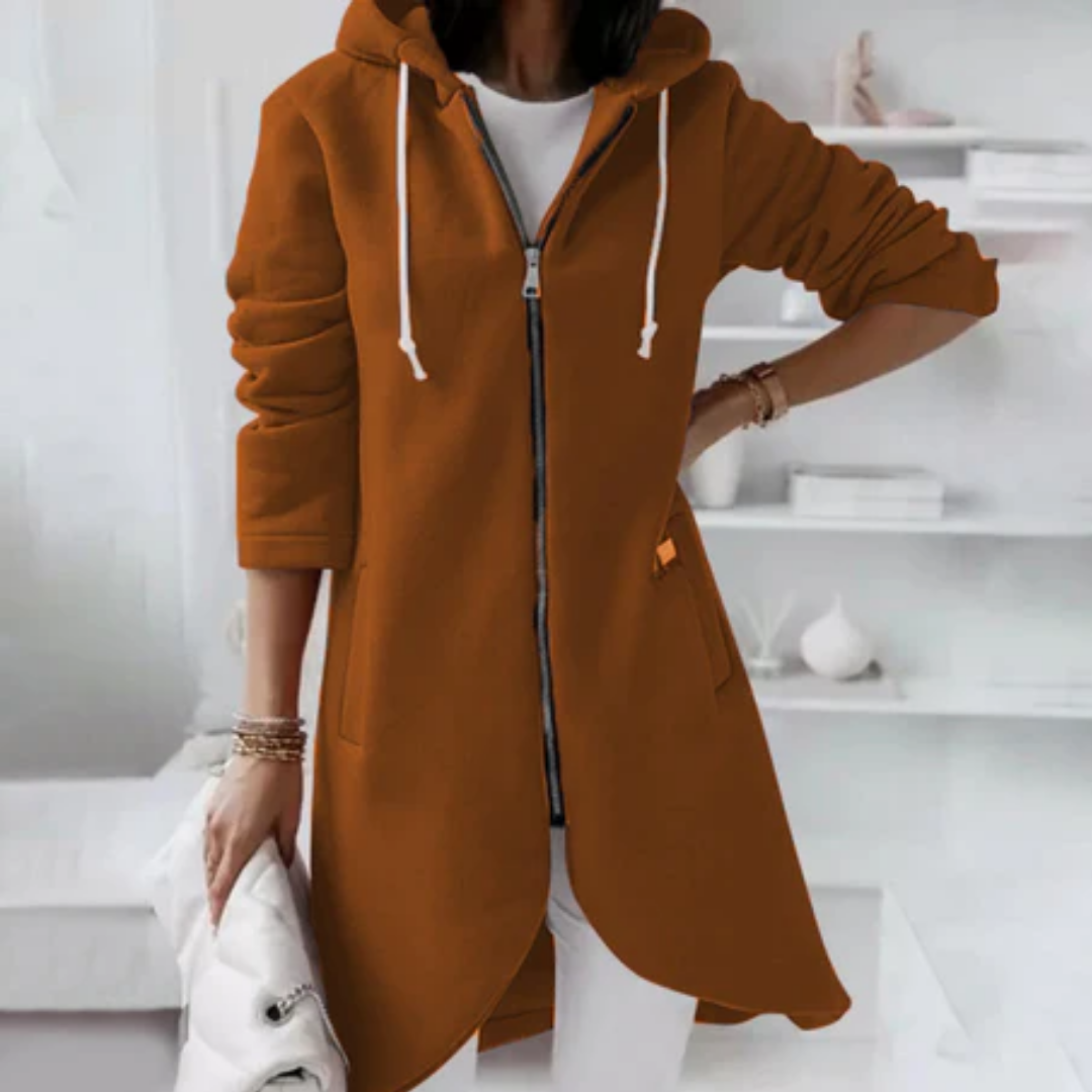 Women's Casual Zip Up Hooded Jacket | Long
