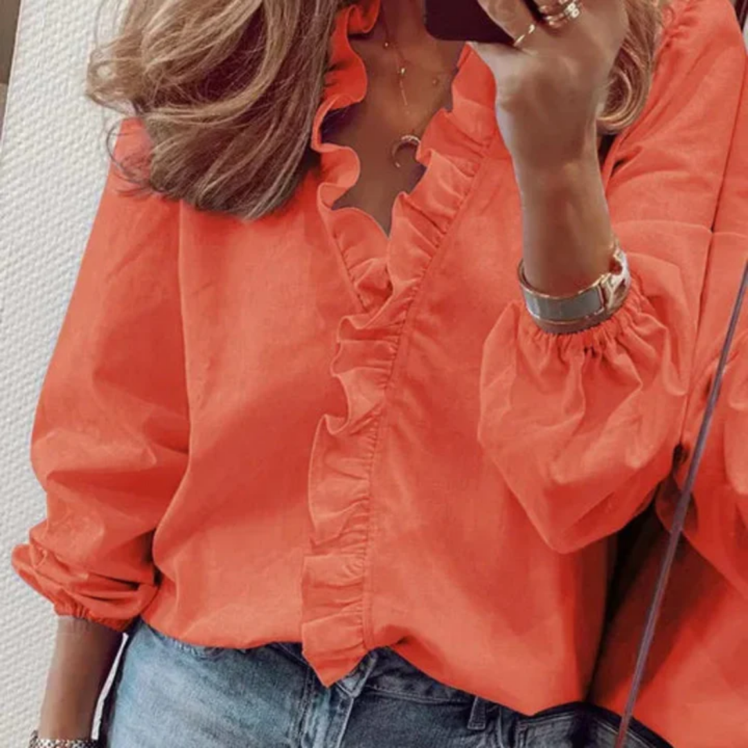 Women's Elegant Summer Ruffle Blouse | Long