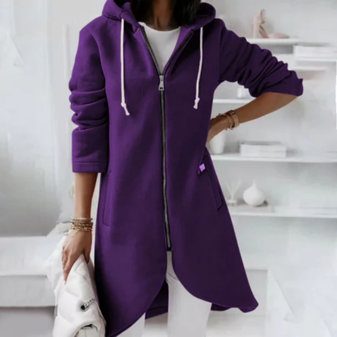 Women's Casual Zip Up Hooded Jacket | Long