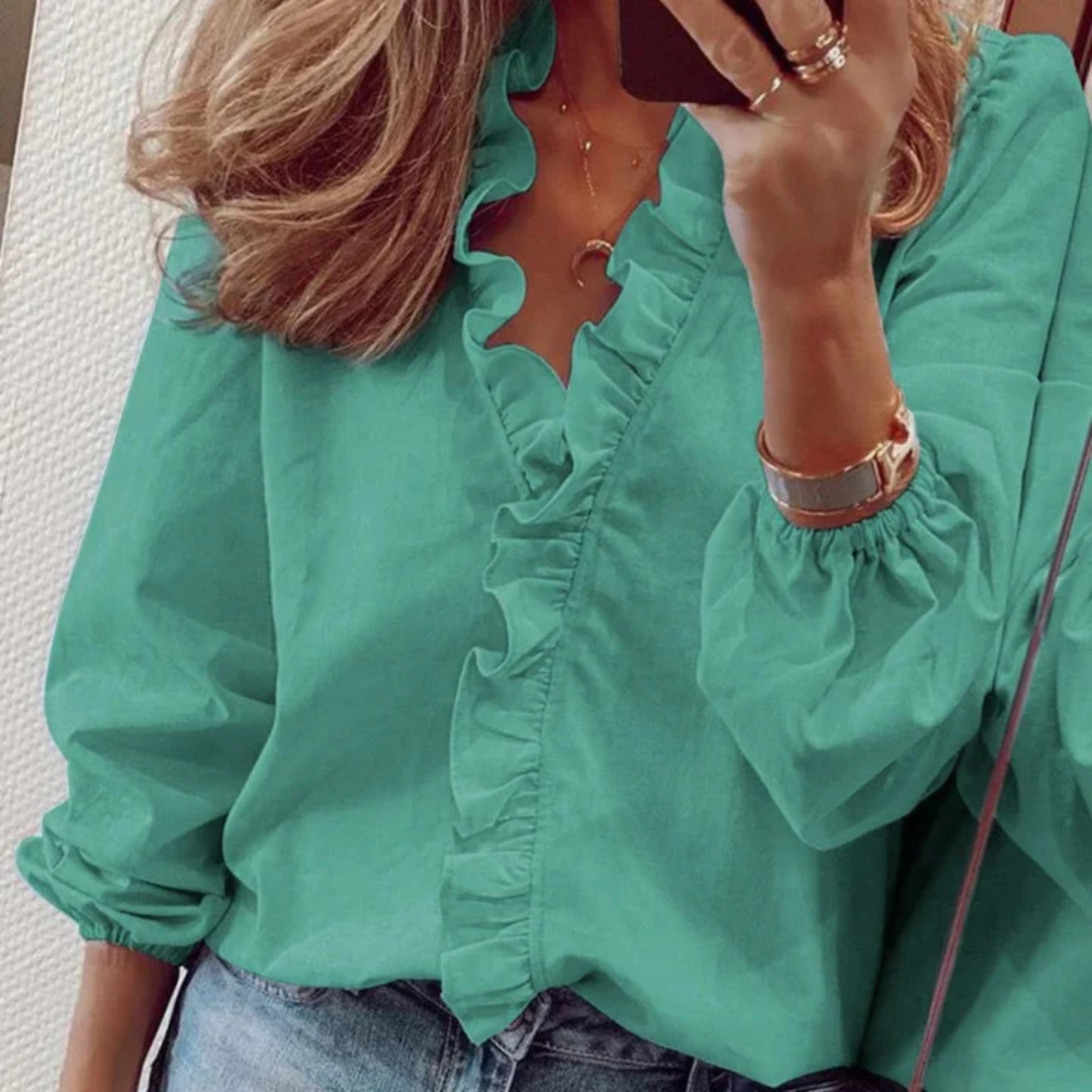 Women's Elegant Summer Ruffle Blouse | Long