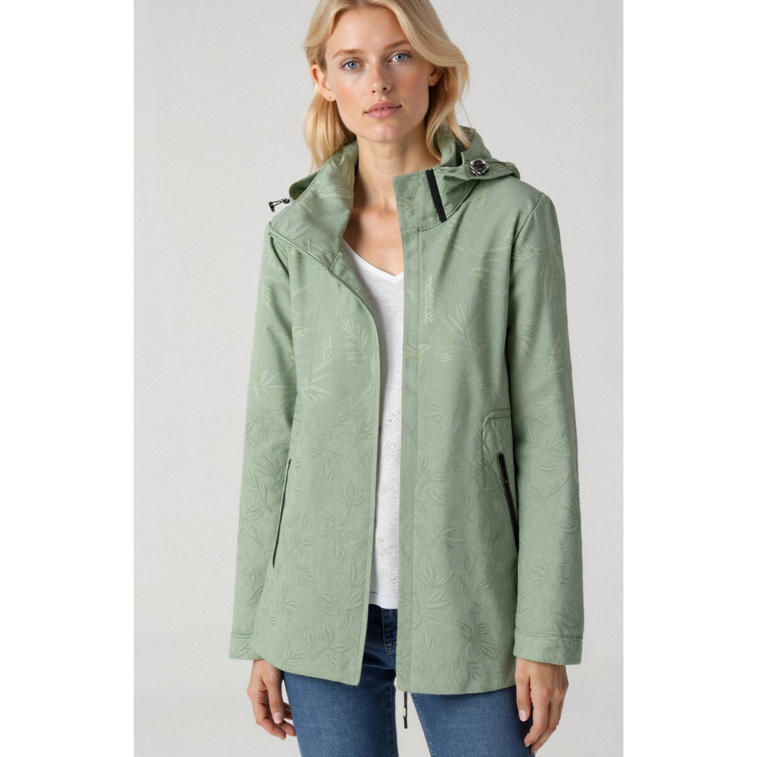 Damen Gedruckt Reißverschluss Winter Jacke | Kapuze
