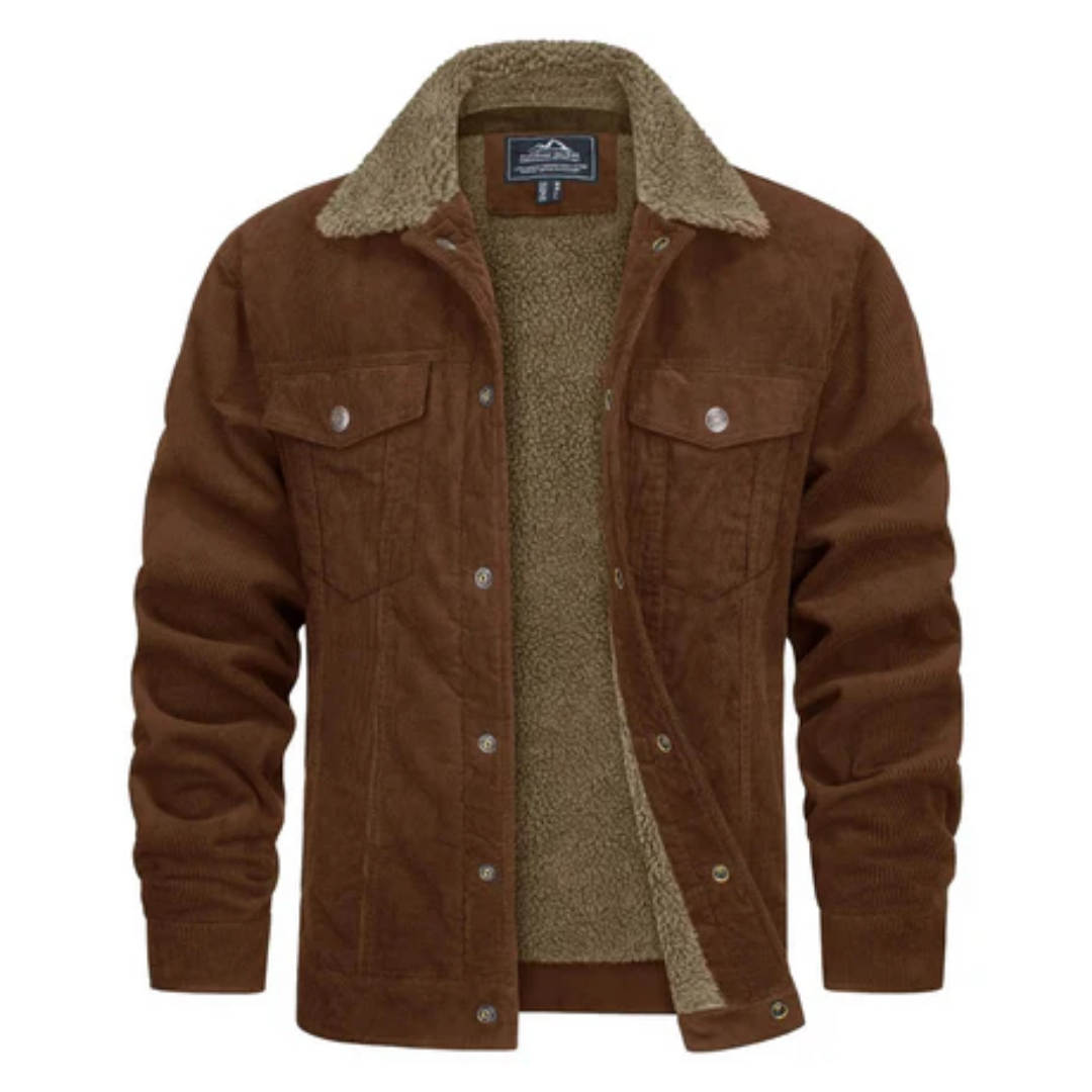 Men's Warm Heated Corduroy Jacket | Long