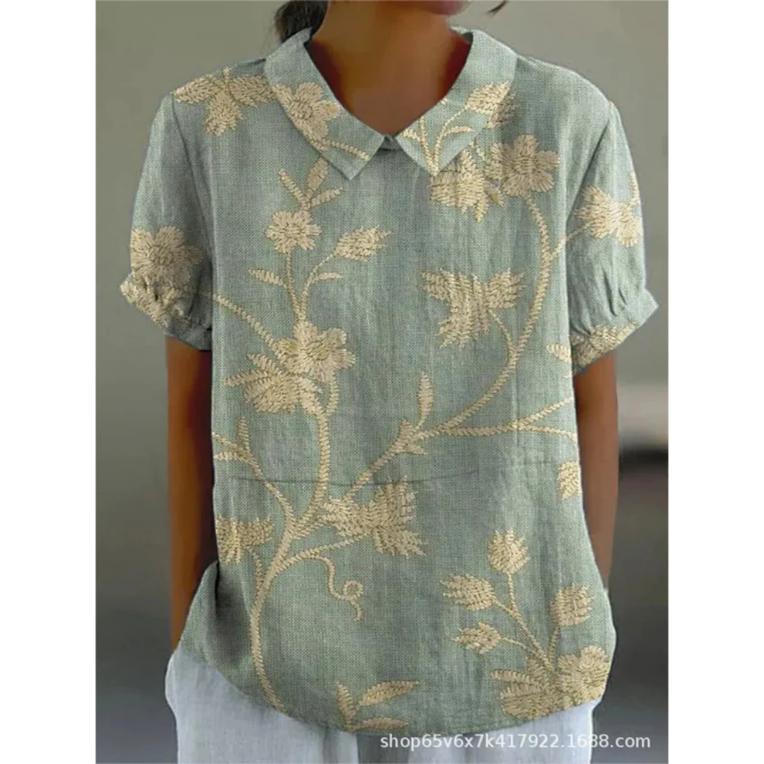 Women's Summer Floral Blouse | Short Sleeve