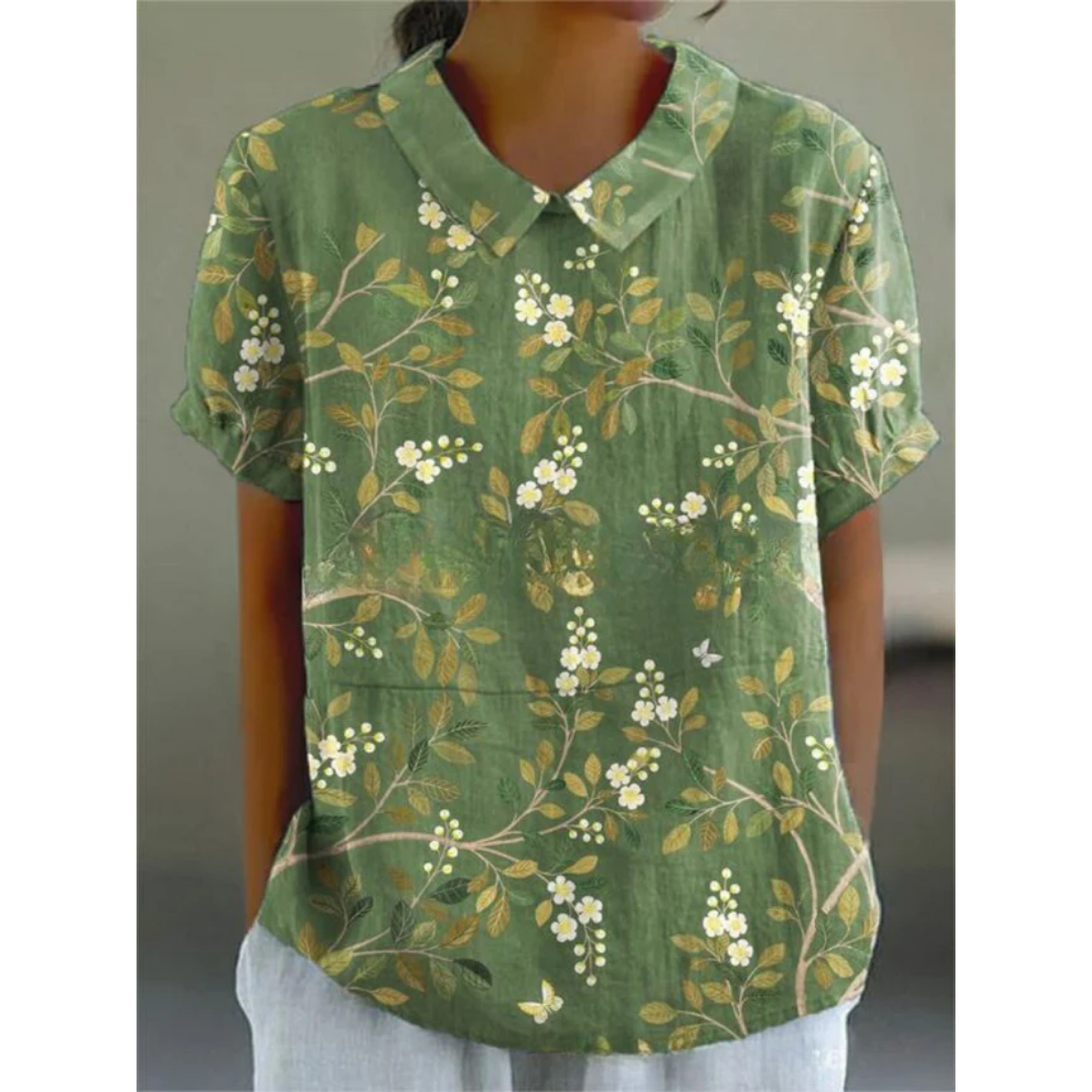 Women's Summer Floral Blouse | Short Sleeve