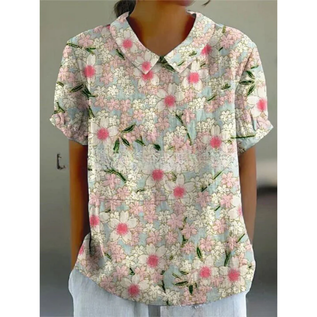 Women's Summer Floral Blouse | Short Sleeve