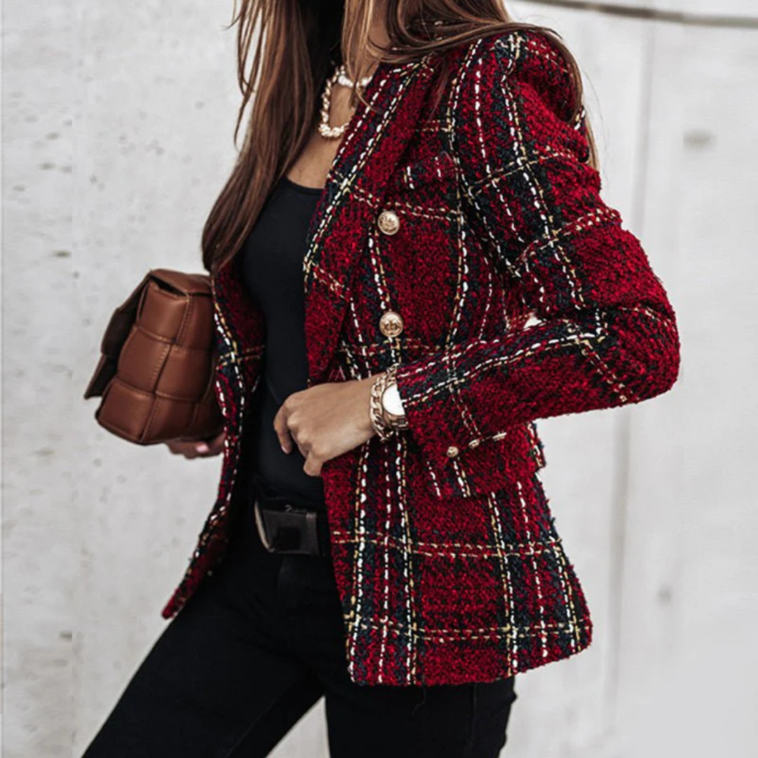 Damen Elegante Kariert Blazer | Langarm