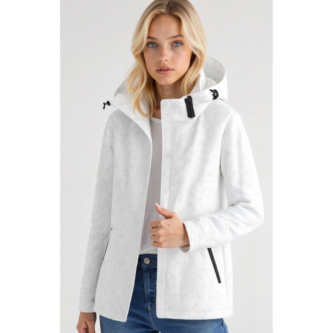 Damen Gedruckt Reißverschluss Winter Jacke | Kapuze