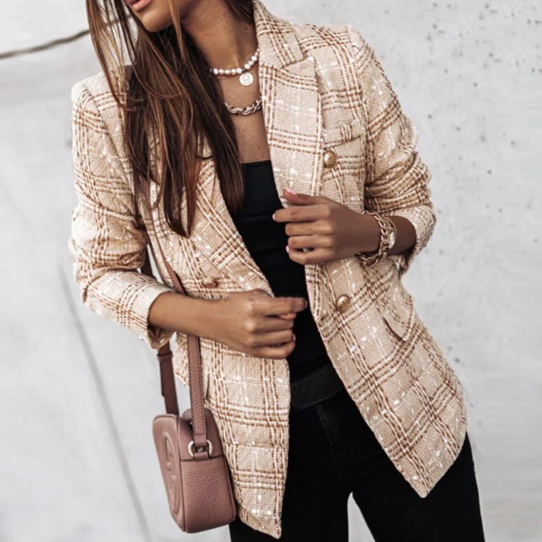 Damen Elegante Kariert Blazer | Langarm