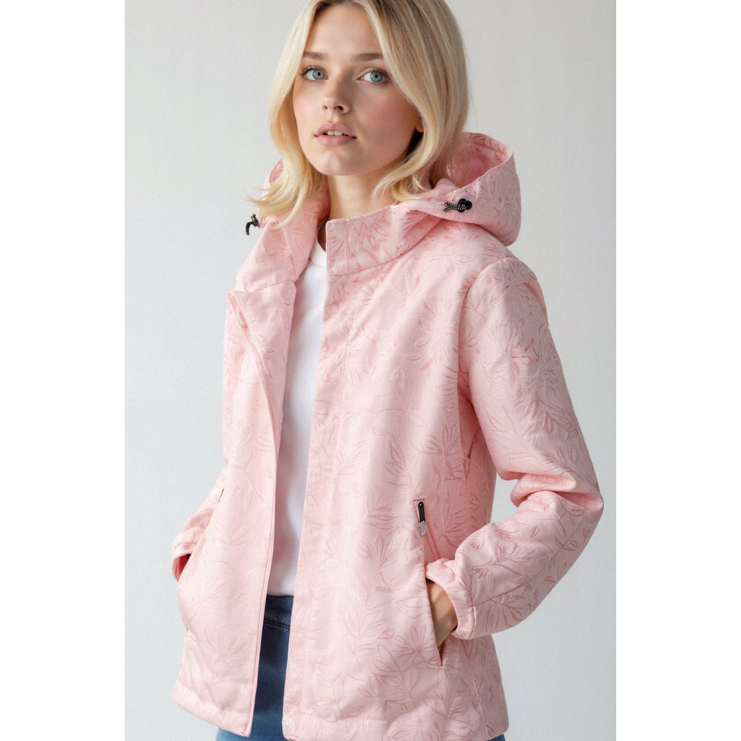 Damen Gedruckt Reißverschluss Winter Jacke | Kapuze