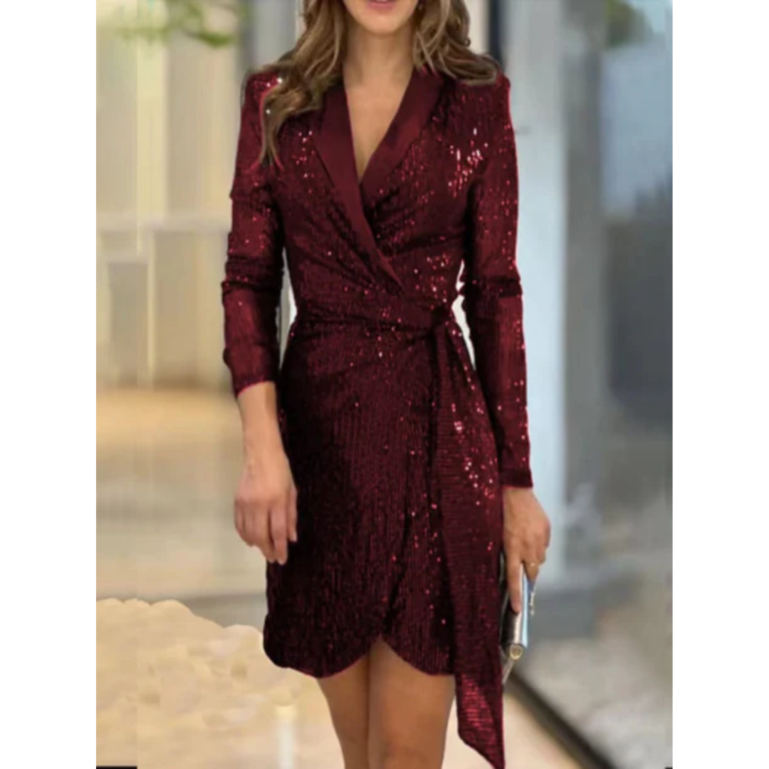 Women's Stunning Sequin Wrap Dress | Mini