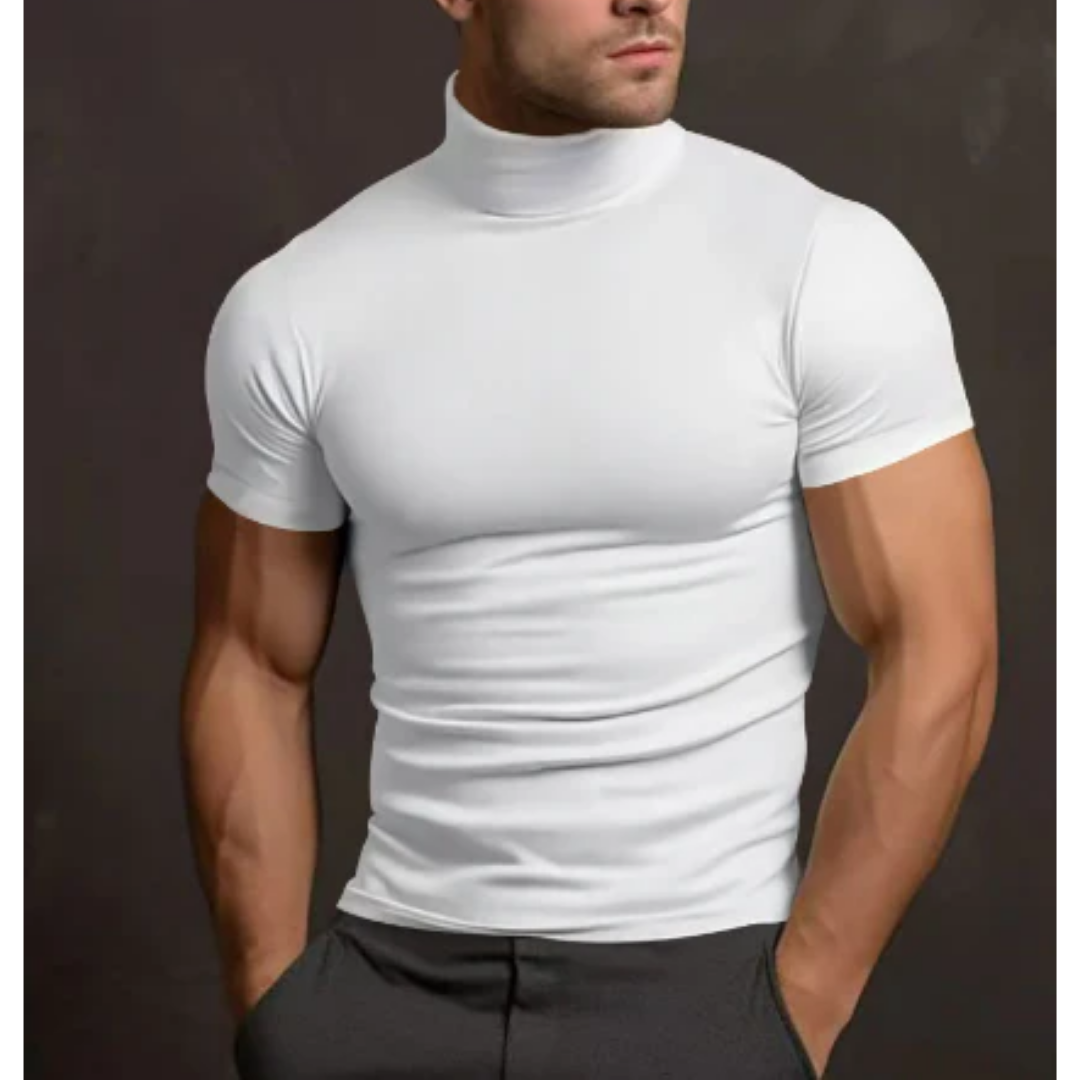Men's Tight Turtle Neck Shirt | Short Sleeve