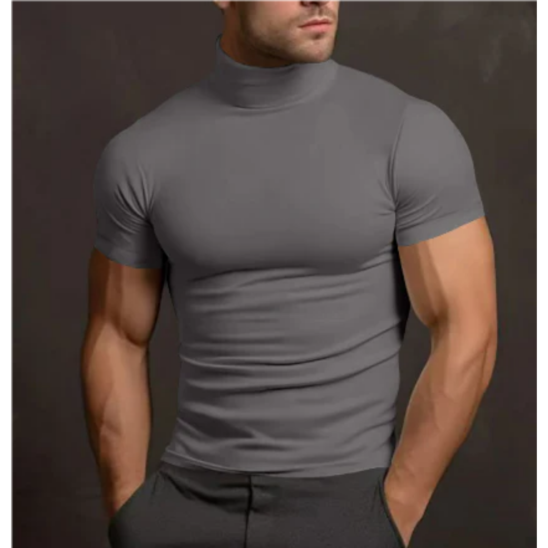 Men's Tight Turtle Neck Shirt | Short Sleeve