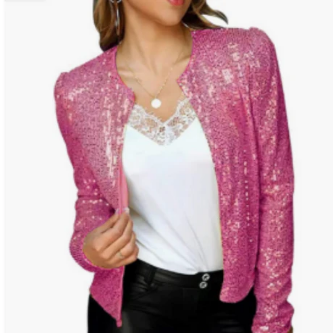 Women's Party Sequin Cropped Blazer | Long