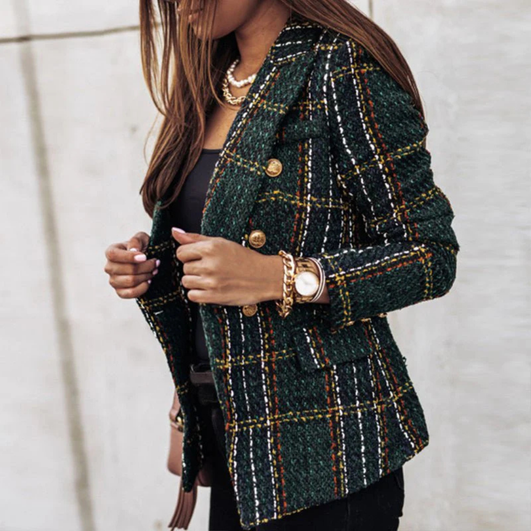 Damen Elegante Kariert Blazer | Langarm
