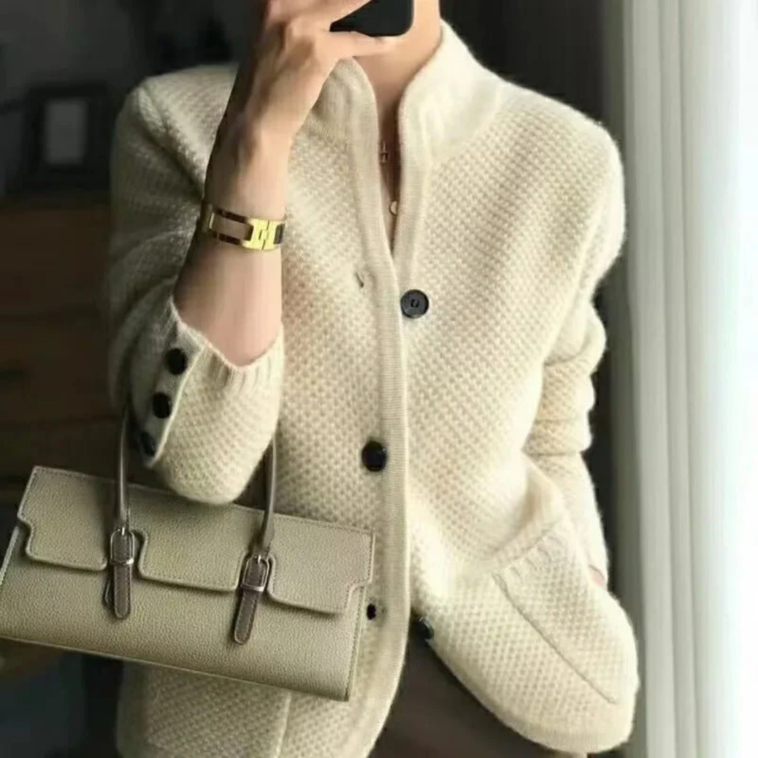 Women's Knitted Button Down Jacket | Long