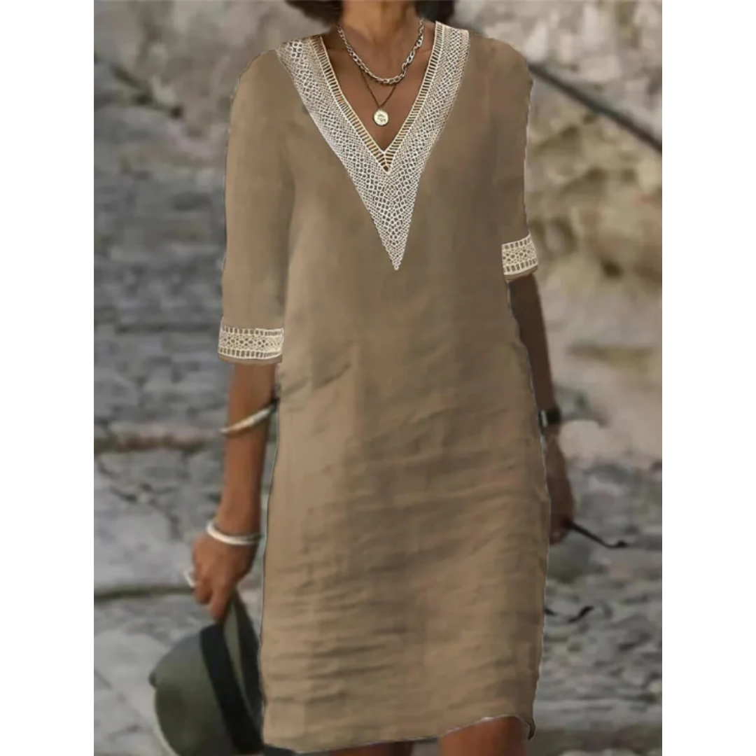 Women's Elegant A Line Vintage Dress | Midi