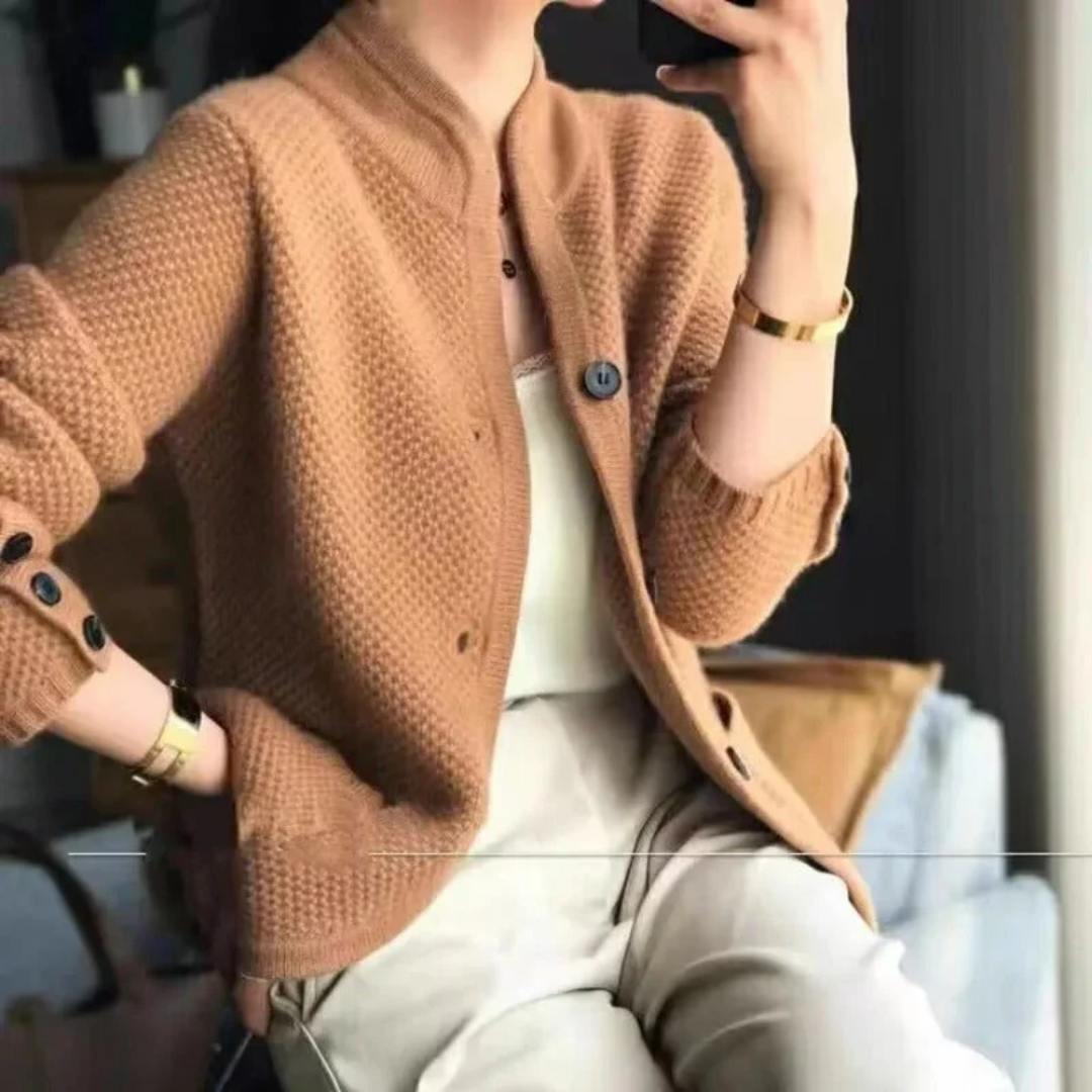 Women's Knitted Button Down Jacket | Long