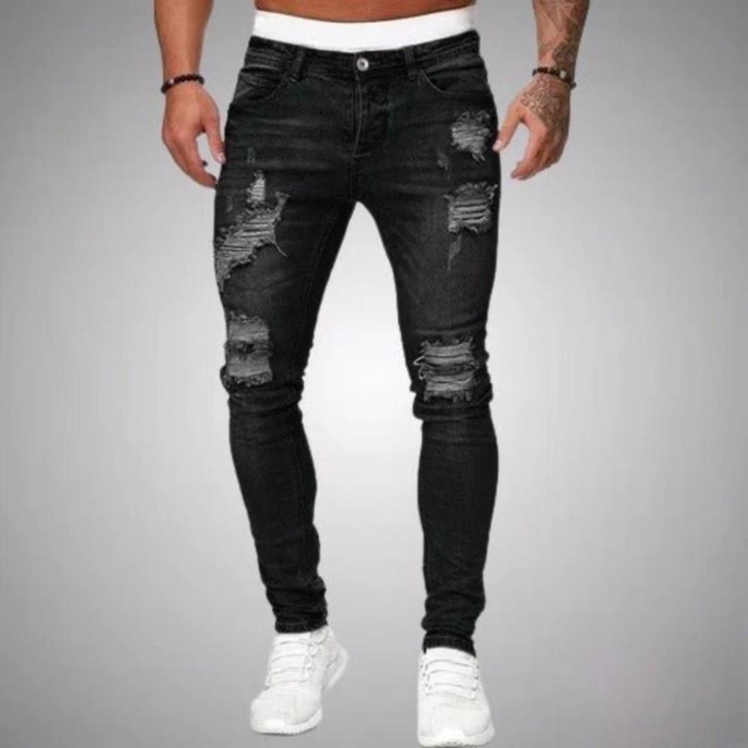 Men's Low Rise Fitted Tattered Jeans | Walking