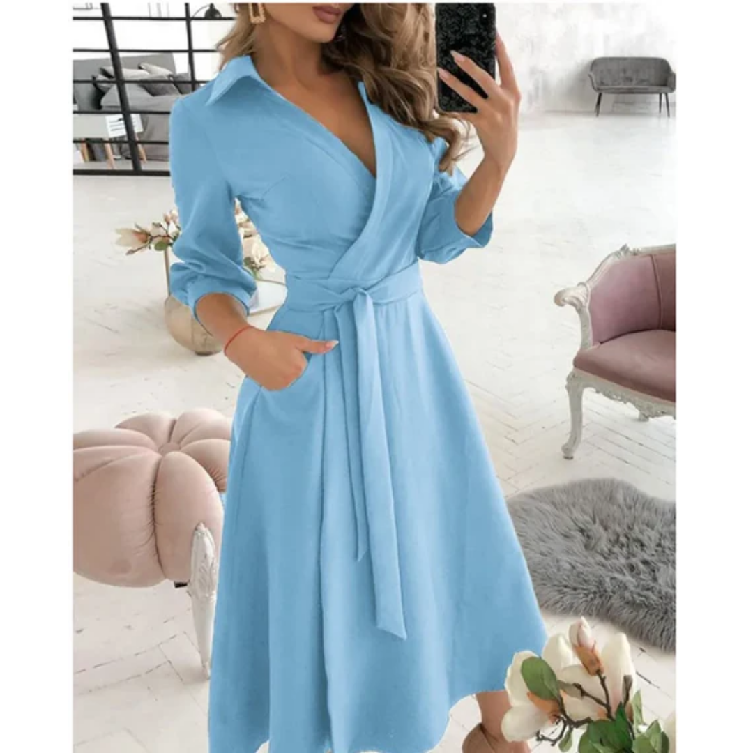 Women's Elegant Semi Formal Wrap Dress | Midi