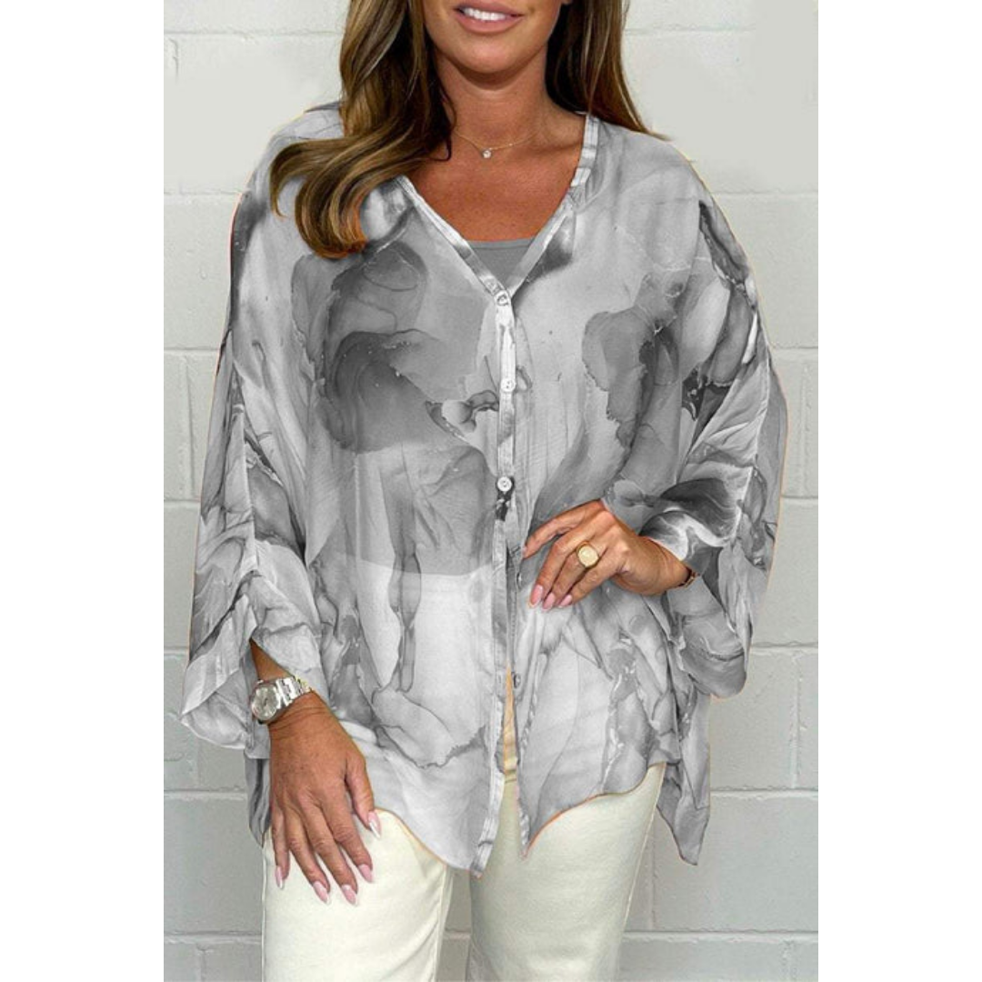 Women's Summer Floral Sheer Blouse | Long Sleeve