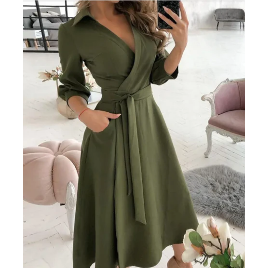 Women's Elegant Semi Formal Wrap Dress | Midi