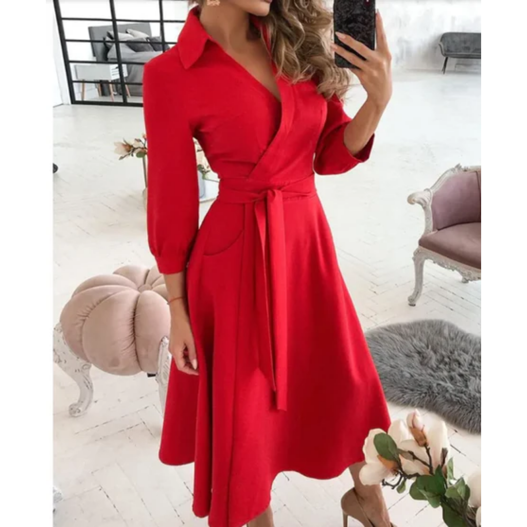 Women's Elegant Semi Formal Wrap Dress | Midi