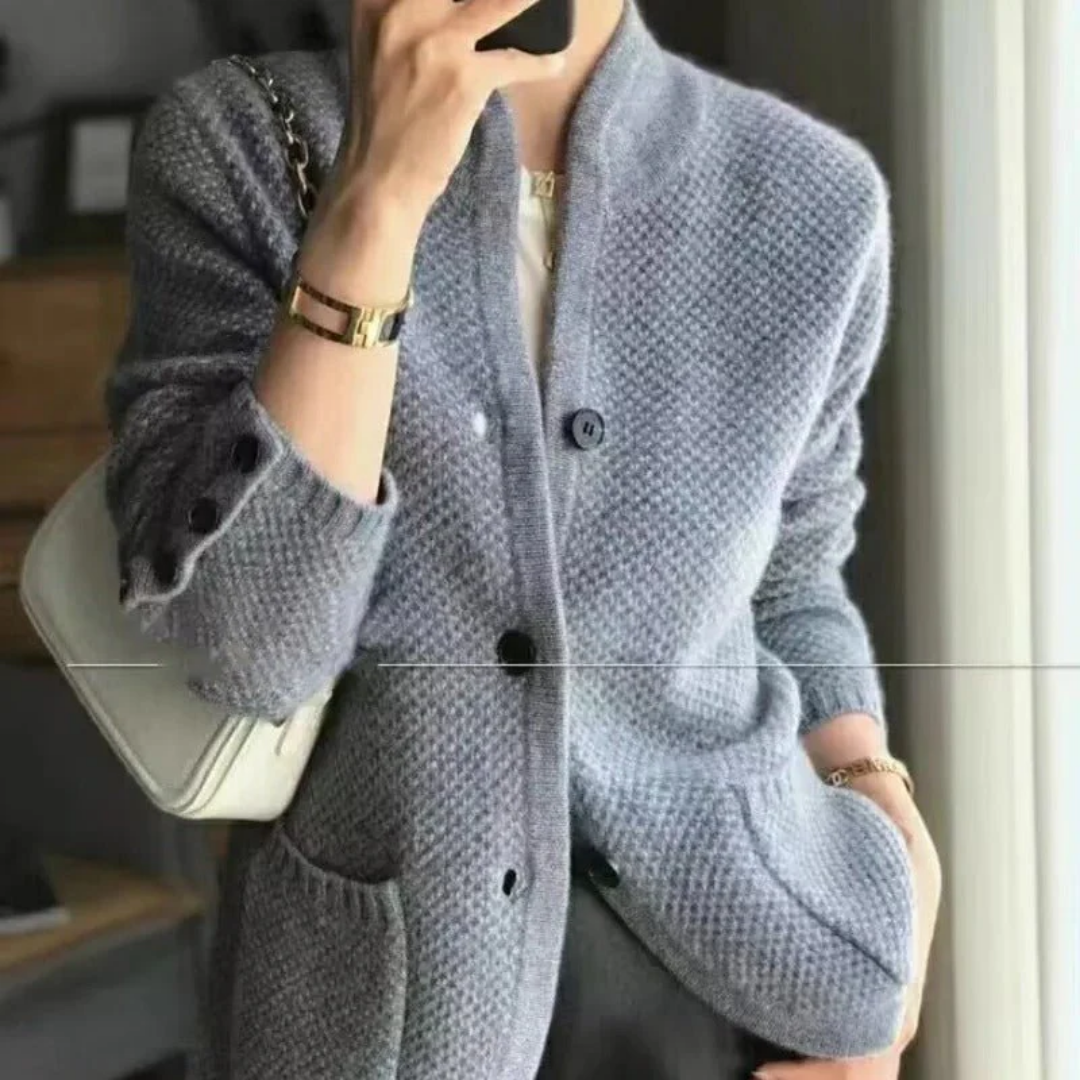 Women's Knitted Button Down Jacket | Long