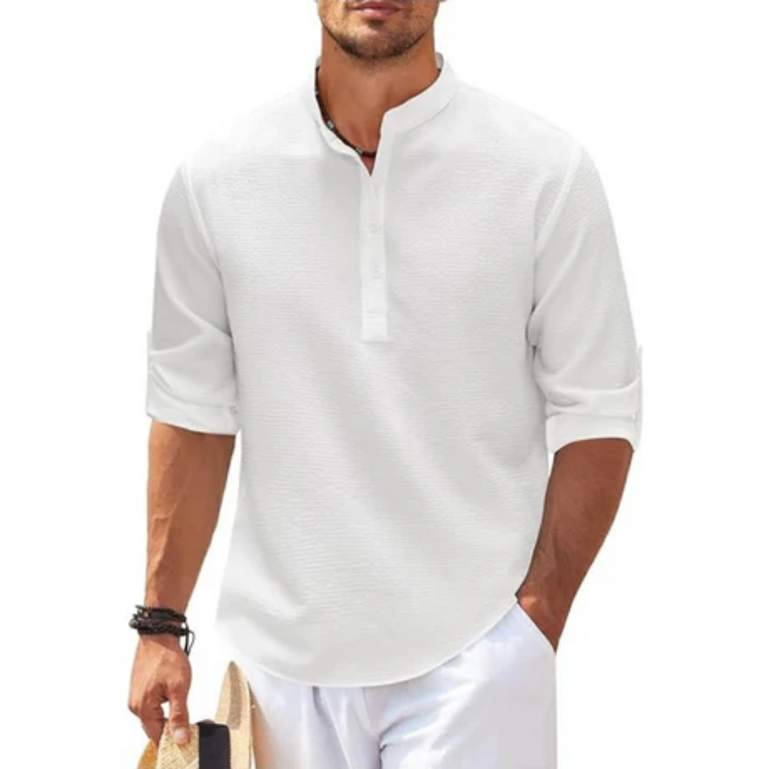Men's Summer 3 4 Sleeve Henley Shirt | Casual