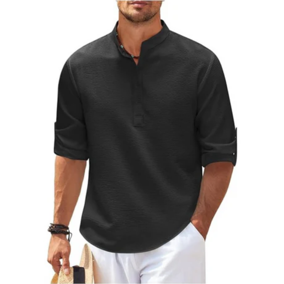 Men's Summer 3 4 Sleeve Henley Shirt | Casual