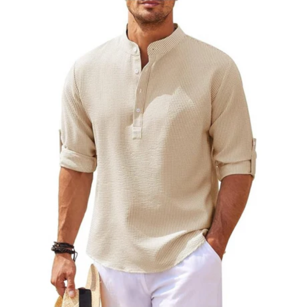 Men's Summer 3 4 Sleeve Henley Shirt | Casual