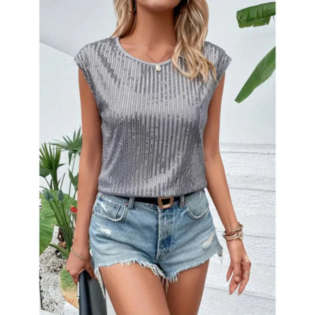 Women's Going Out Sequin Top | Short Sleeve