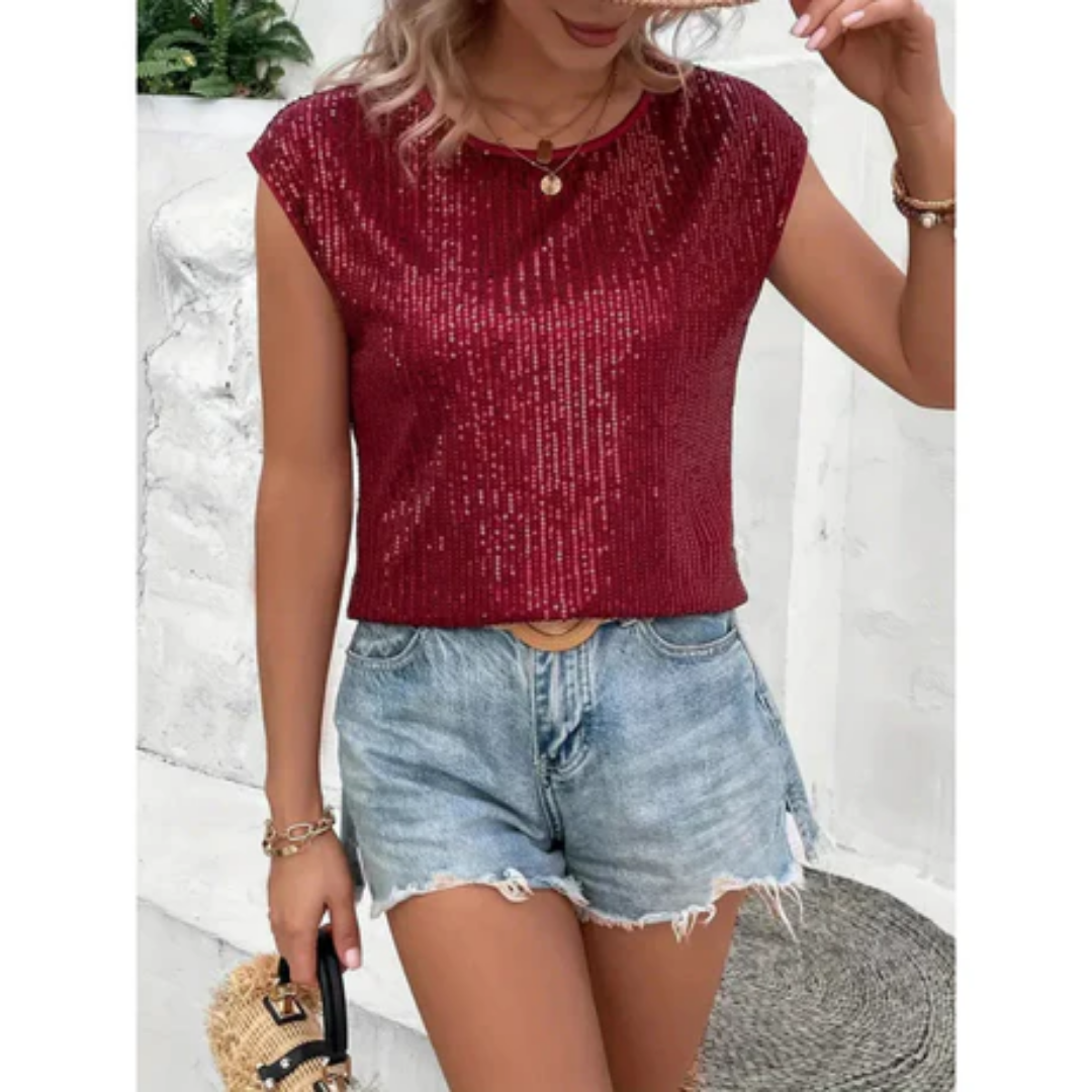 Women's Going Out Sequin Top | Short Sleeve
