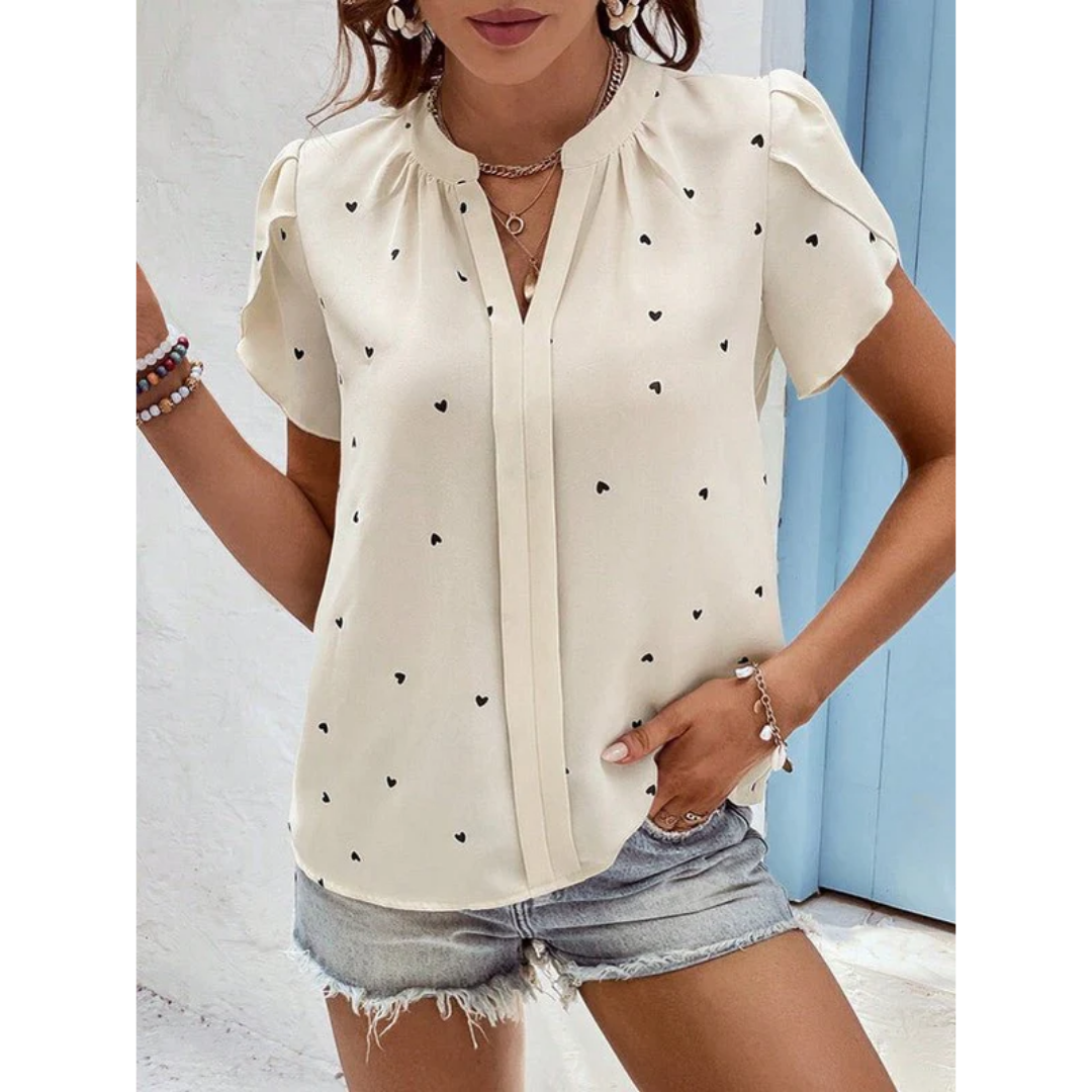 Women's Elegant V Neck Top | Short Sleeve