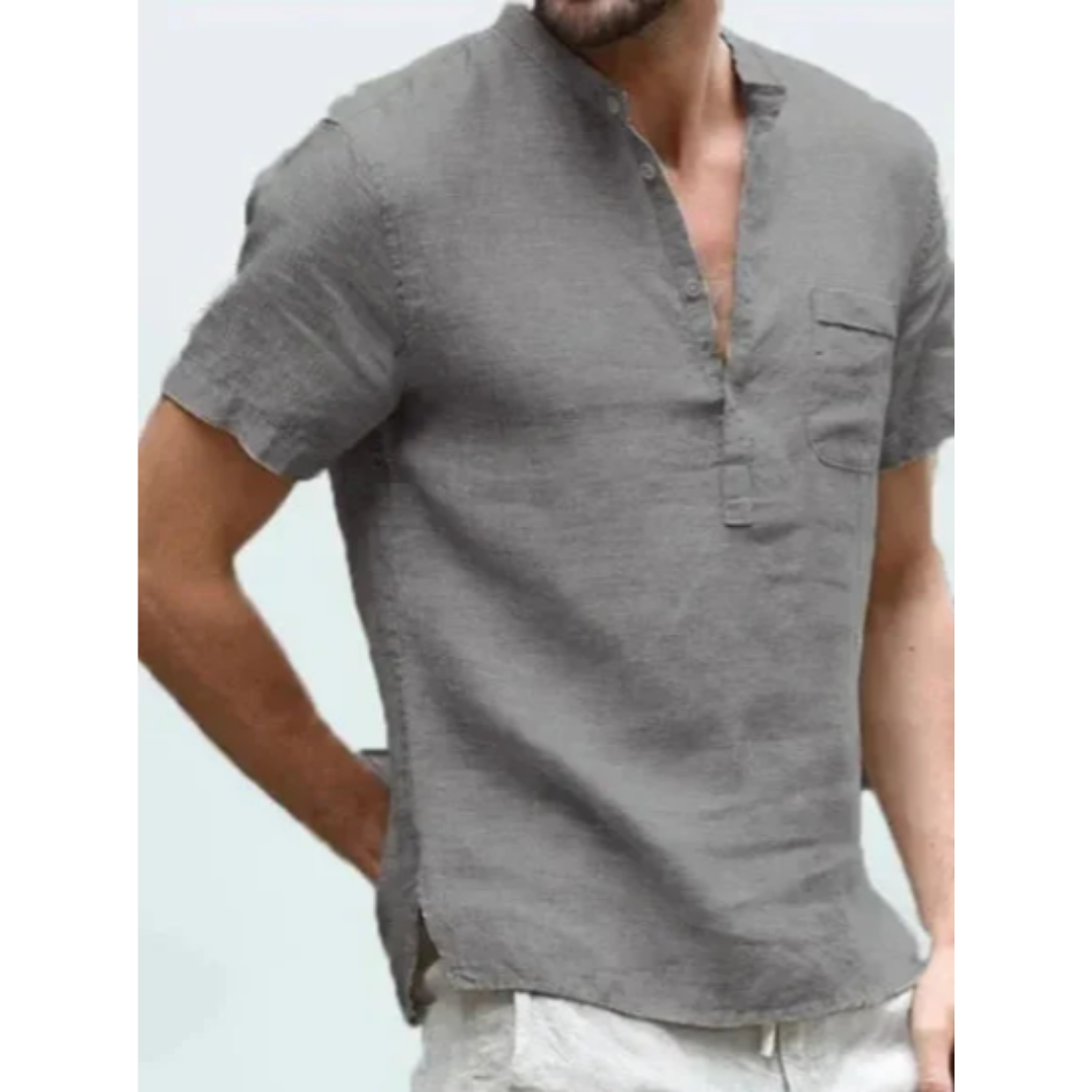 Men's Spring Beach Henley Shirt | Short Sleeve