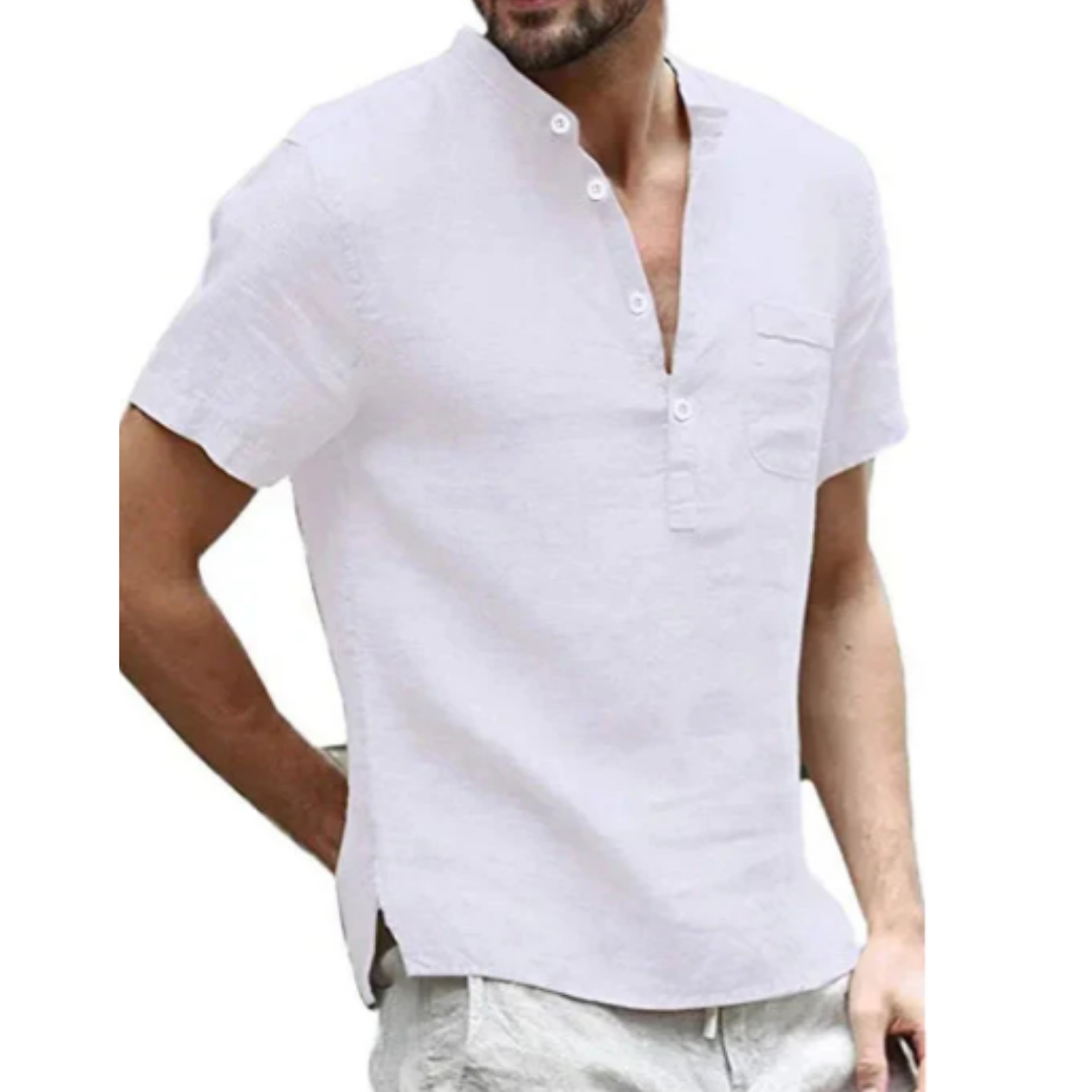 Men's Spring Beach Henley Shirt | Short Sleeve
