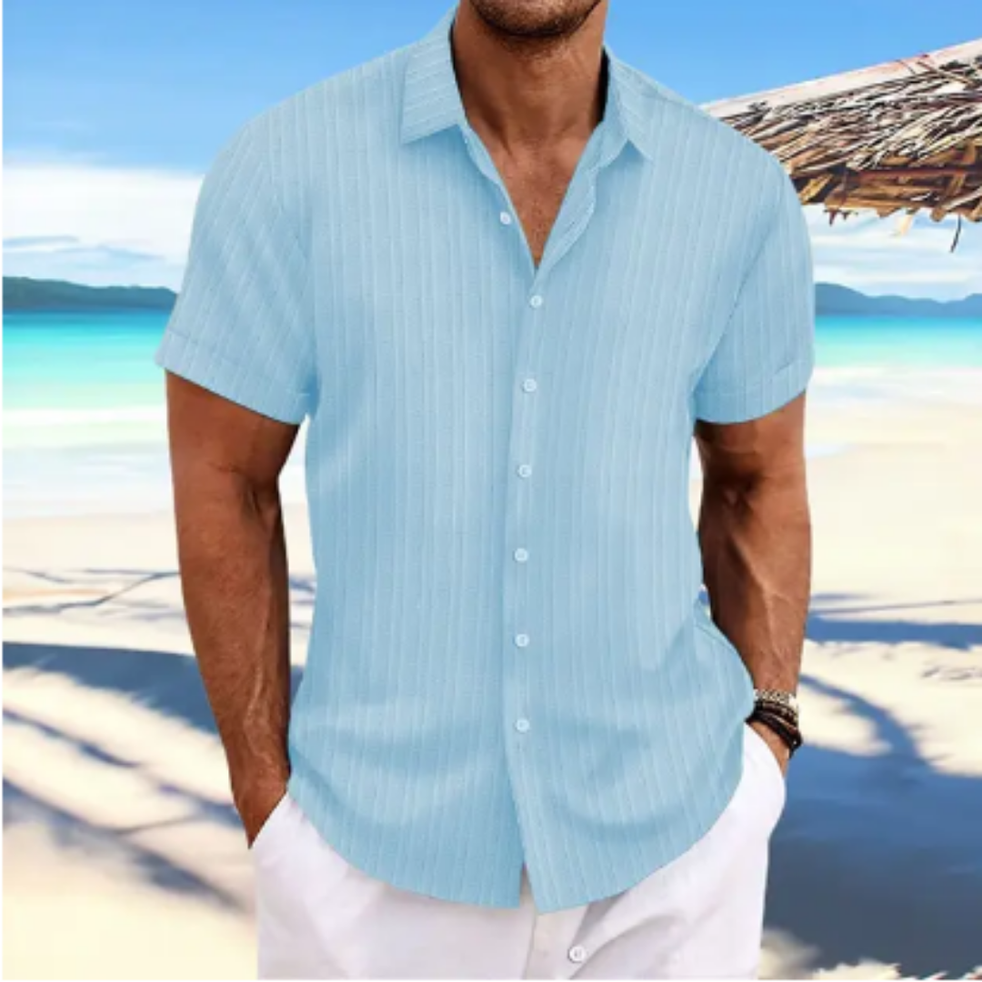 Men's Spring Button Down Beach Shirt | Short Sleeve