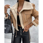 Damen Kurze Warme Winter Jacke | Reißverschluss