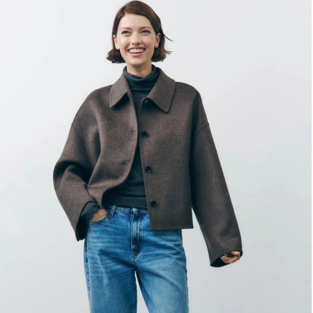 Damen Kurze Strick Mantel | Langarm