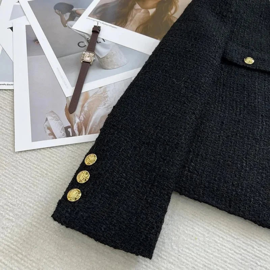 Women's Black Elegant Cropped Jacket | Vintage