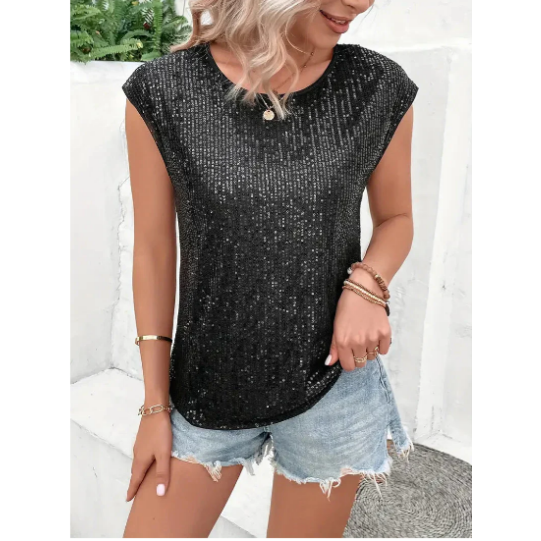 Women's Short Sleeve Sequin Top | Going Out