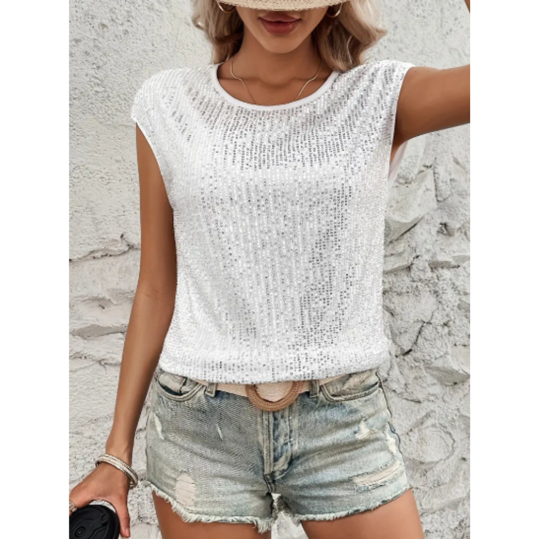 Women's Short Sleeve Sequin Top | Going Out