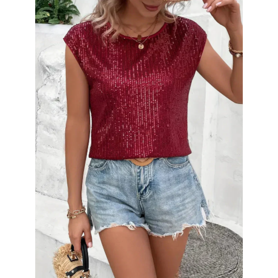 Women's Short Sleeve Sequin Top | Going Out