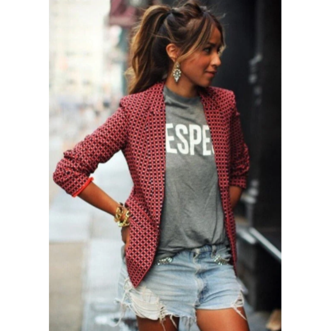 Women's Lightweight Printed Lapel Collar Blazer | Spring