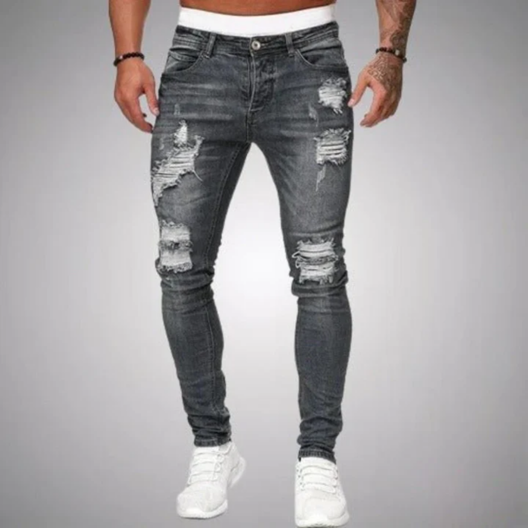 Men's Low Rise Fitted Tattered Jeans | Walking