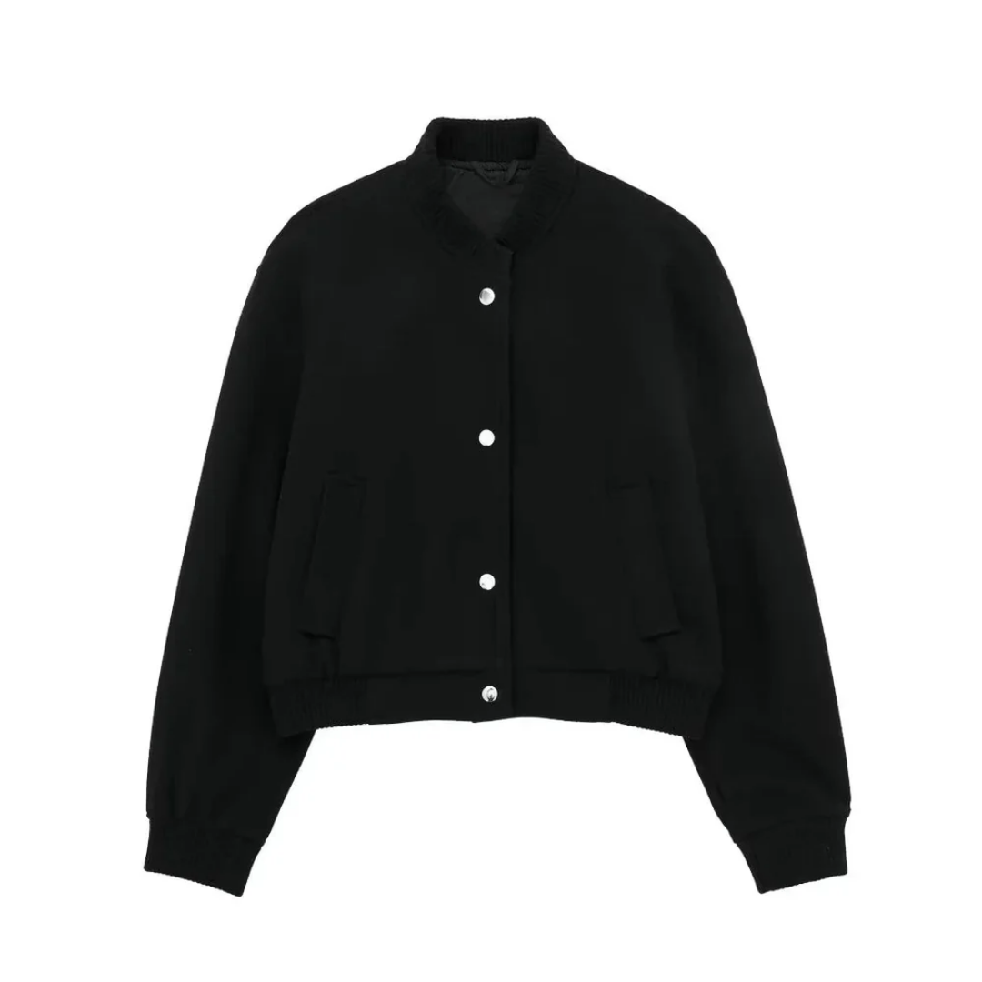 Women's Button Down Bomber Jacket | Cropped